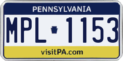 PA license plate MPL1153