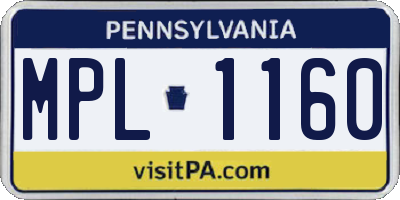 PA license plate MPL1160