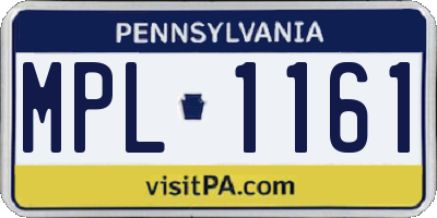 PA license plate MPL1161