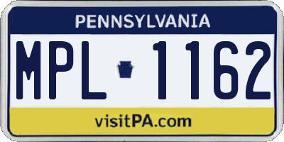 PA license plate MPL1162