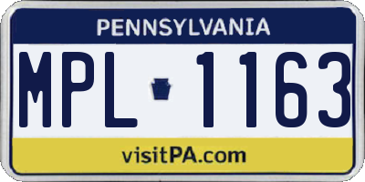 PA license plate MPL1163