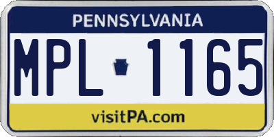 PA license plate MPL1165