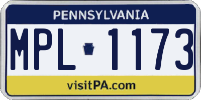 PA license plate MPL1173