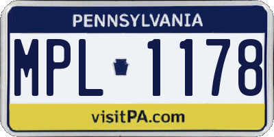 PA license plate MPL1178