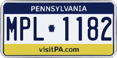 PA license plate MPL1182
