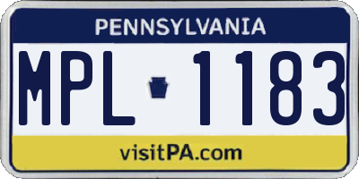 PA license plate MPL1183