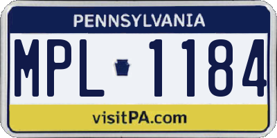 PA license plate MPL1184