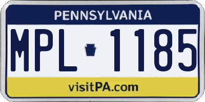 PA license plate MPL1185