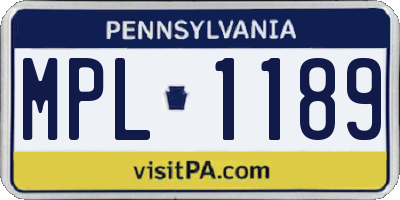 PA license plate MPL1189