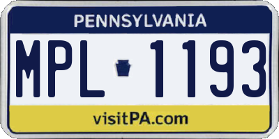 PA license plate MPL1193