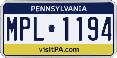 PA license plate MPL1194