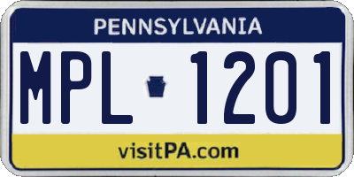PA license plate MPL1201
