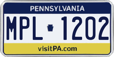 PA license plate MPL1202
