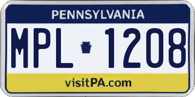 PA license plate MPL1208