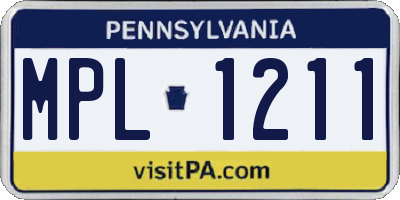PA license plate MPL1211