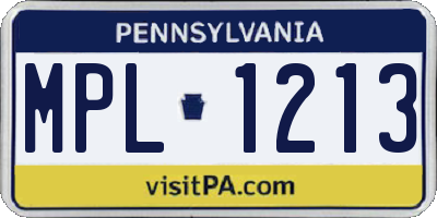 PA license plate MPL1213