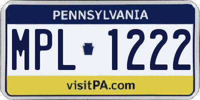 PA license plate MPL1222
