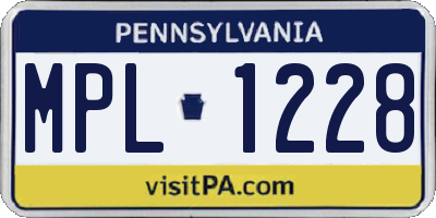 PA license plate MPL1228