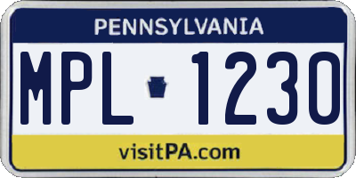 PA license plate MPL1230