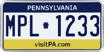 PA license plate MPL1233