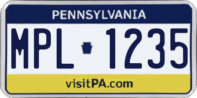 PA license plate MPL1235