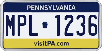 PA license plate MPL1236
