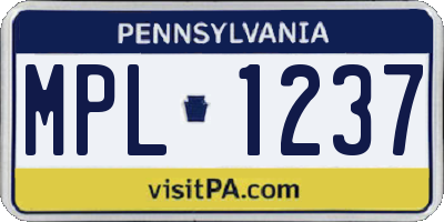 PA license plate MPL1237