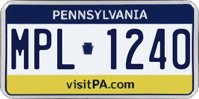 PA license plate MPL1240