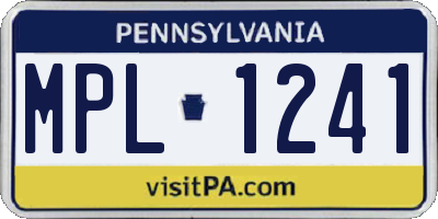 PA license plate MPL1241