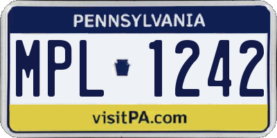 PA license plate MPL1242