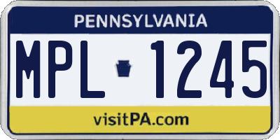 PA license plate MPL1245