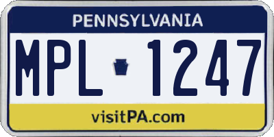 PA license plate MPL1247