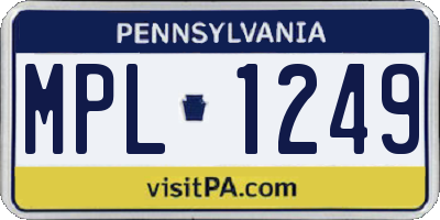 PA license plate MPL1249