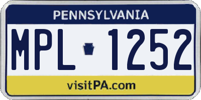 PA license plate MPL1252