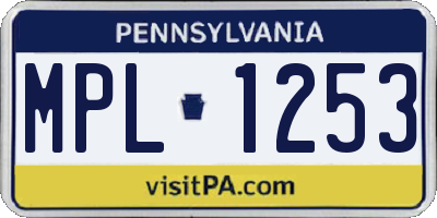 PA license plate MPL1253