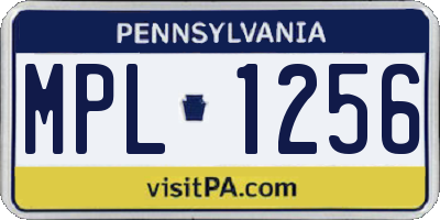 PA license plate MPL1256