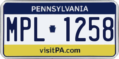 PA license plate MPL1258
