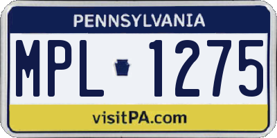 PA license plate MPL1275