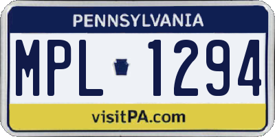 PA license plate MPL1294