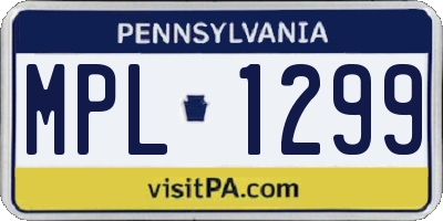 PA license plate MPL1299