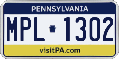 PA license plate MPL1302