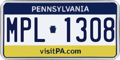 PA license plate MPL1308