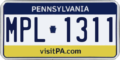 PA license plate MPL1311