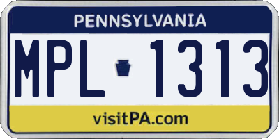 PA license plate MPL1313