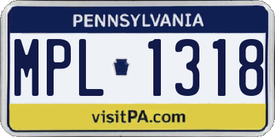 PA license plate MPL1318