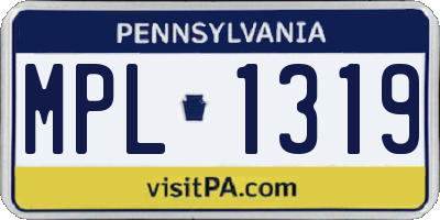 PA license plate MPL1319