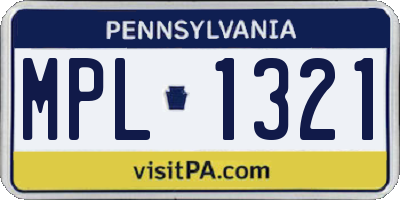 PA license plate MPL1321
