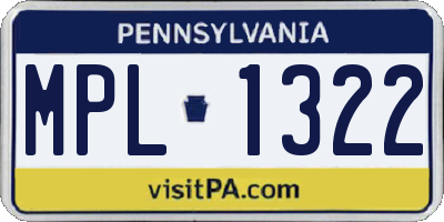 PA license plate MPL1322