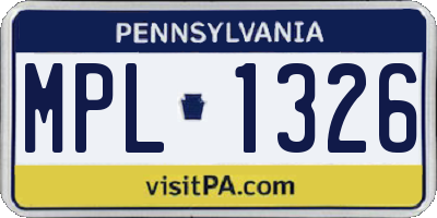 PA license plate MPL1326