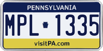 PA license plate MPL1335